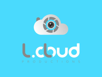 Logo of LCloud Productions - a grey cloud with a lens and a record button, made to look like a camera, on a light blue background with the words LCloud Productions spelled out below.