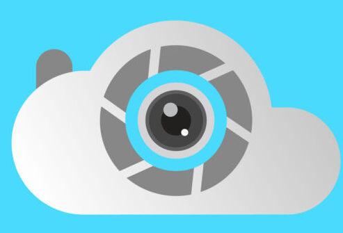 site icon - the LCloud Productions logo grey cloud with lens and film button made to look like a camera, on a light blue background.