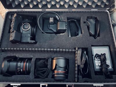 A picture of our Canon C100 Mark I camera in a heavy duty camera case